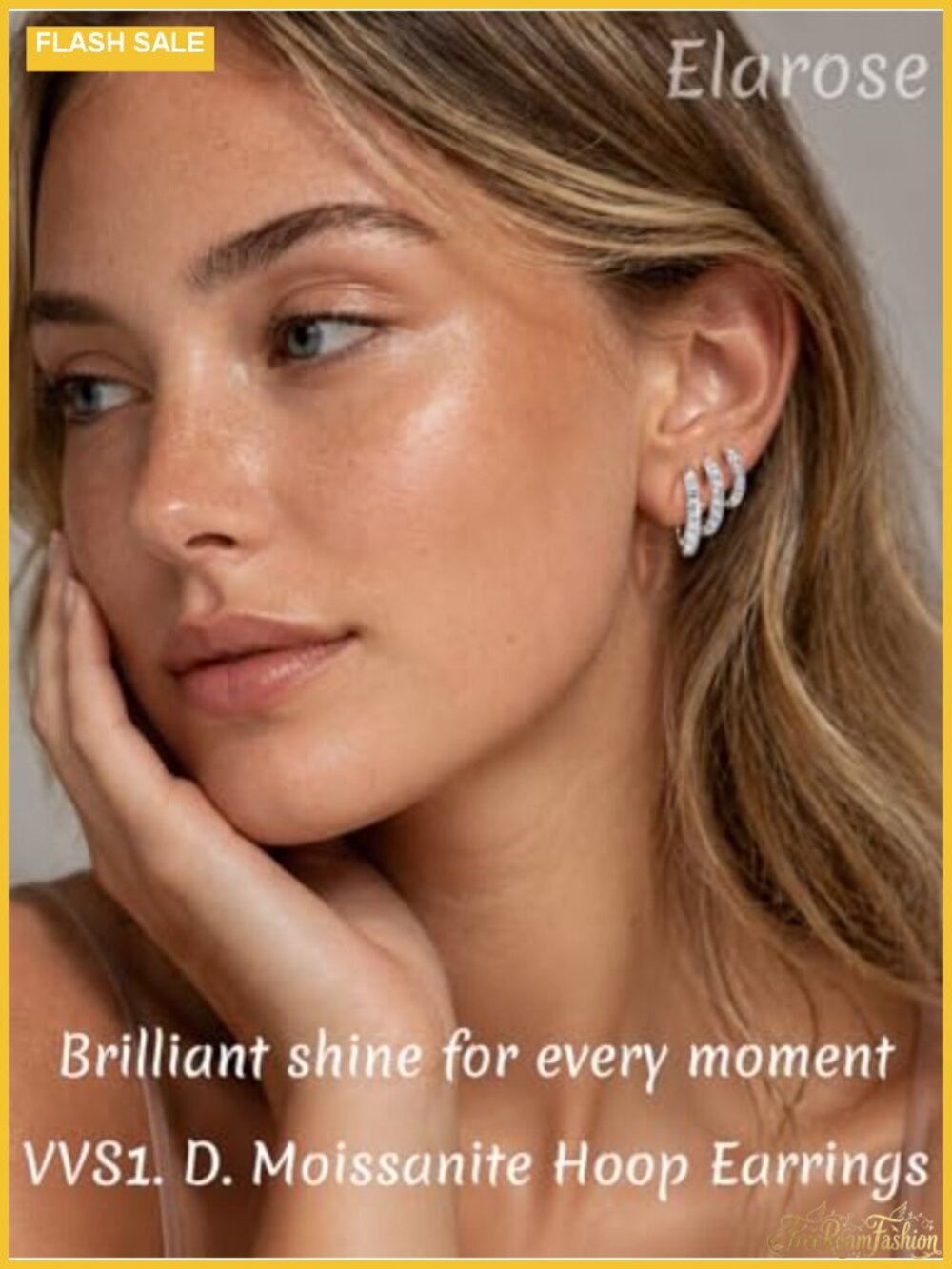 Moissanite Hoop Earrings for Women Sterling Silver Post VVS1 D Color - Picture 2 of 6
